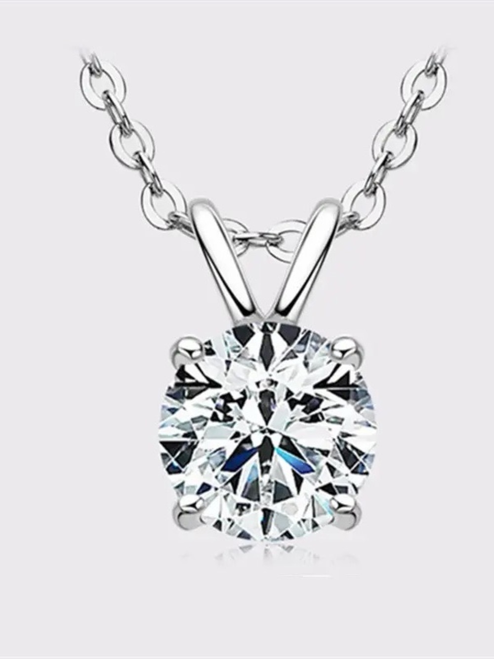 GRA Global Certified Classic Round Solitaire Pendant Necklace in White